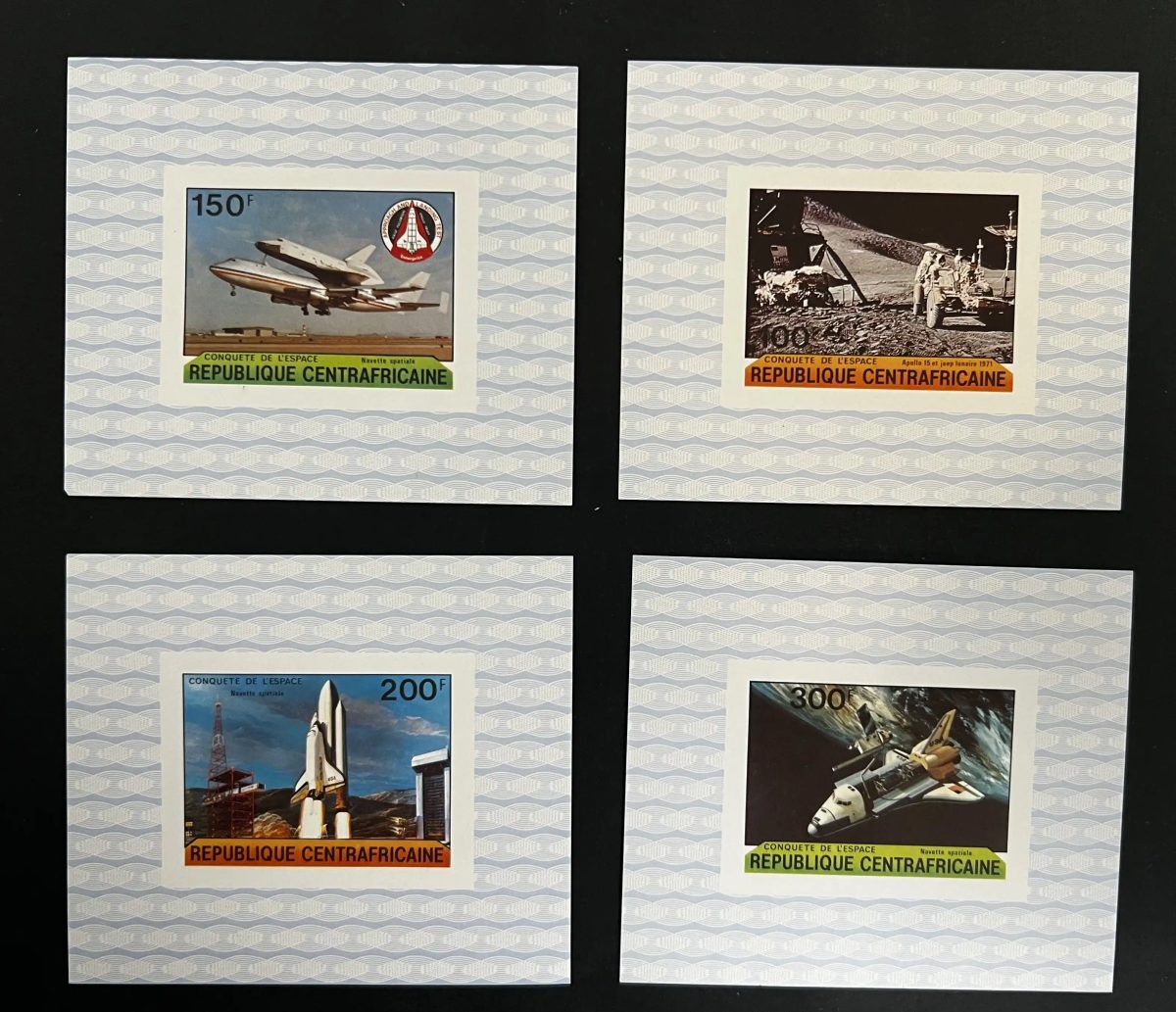Central Africa 1981 Mi. 736-739 B deluxe proof space shuttle Apollo