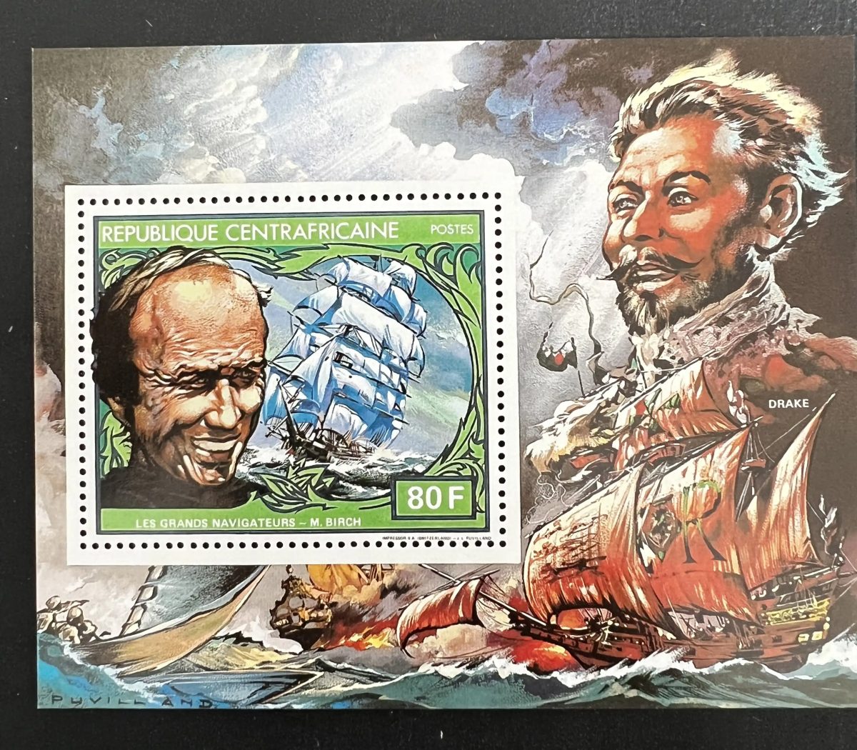 Zentralafrika 1981 Mi. 770 Seefahrer Drake Birch Segelschiffe Boote