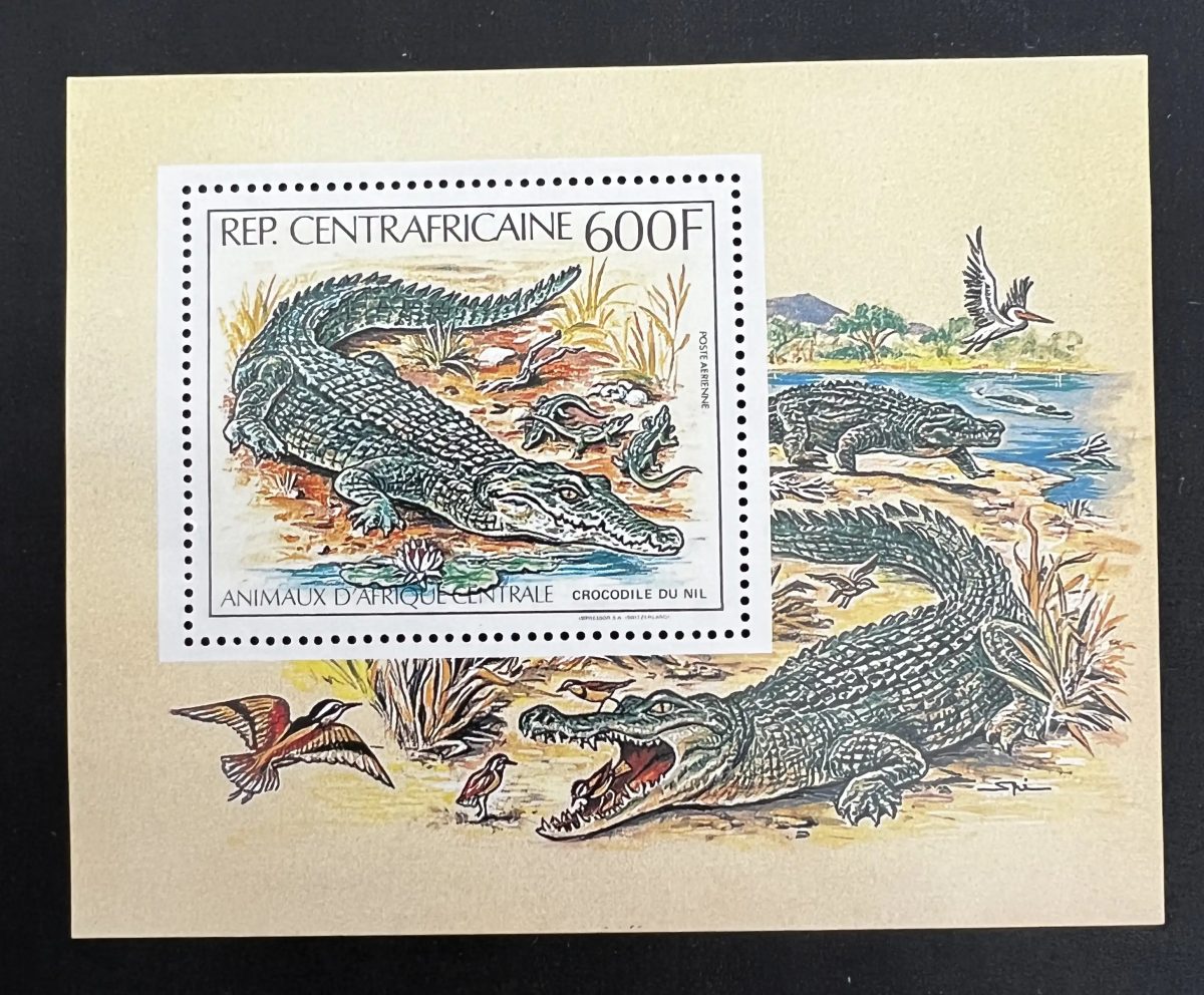 Central Africa 1988 Mi. Bl. 164A Nile Crocodile Animals Africa Fauna