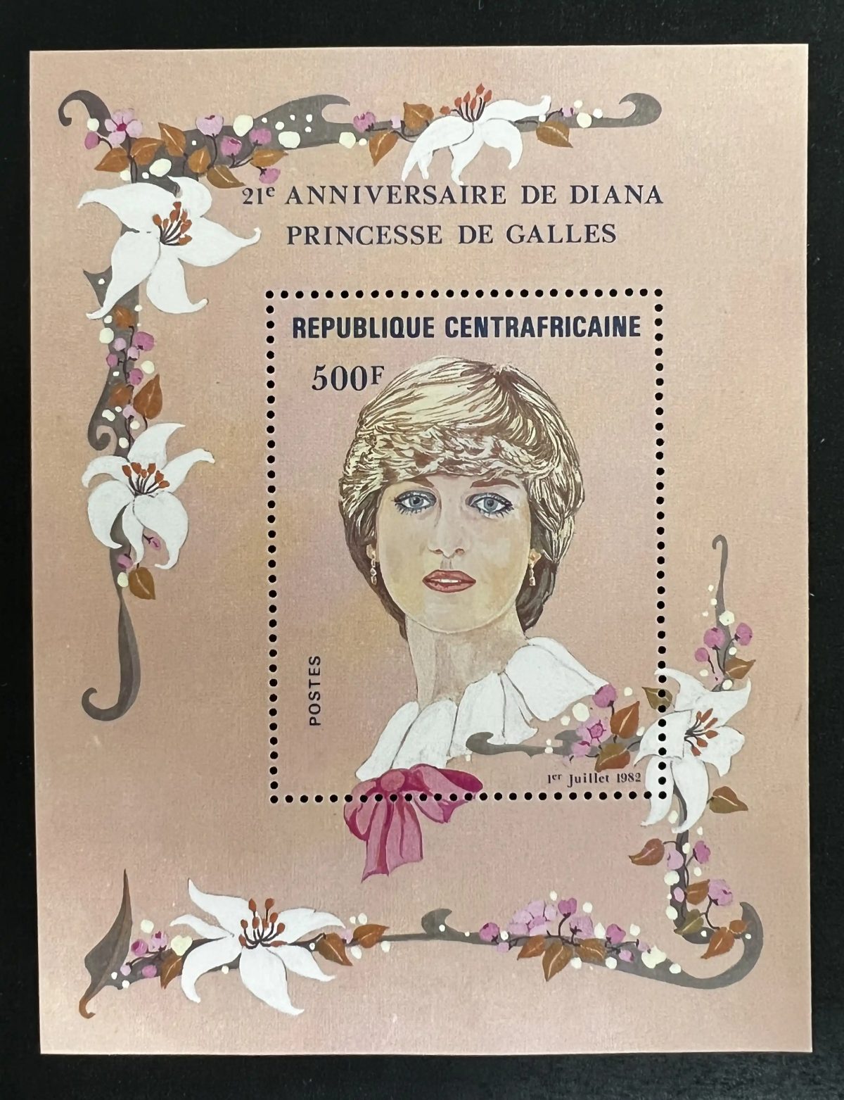 Central Africa 1982 Mi. Bl. 182 Princess Diana Anniversary Lily Flowers