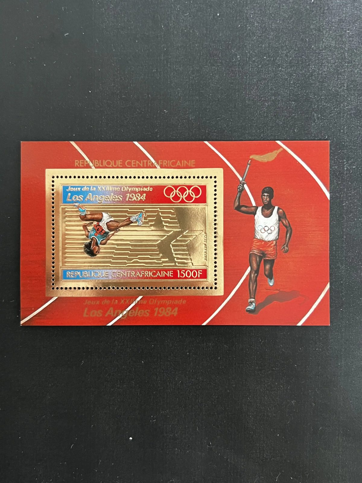 Centrafrique 1982 Mi. Bl. 199/A JO Los Angeles 1984 or gold saut