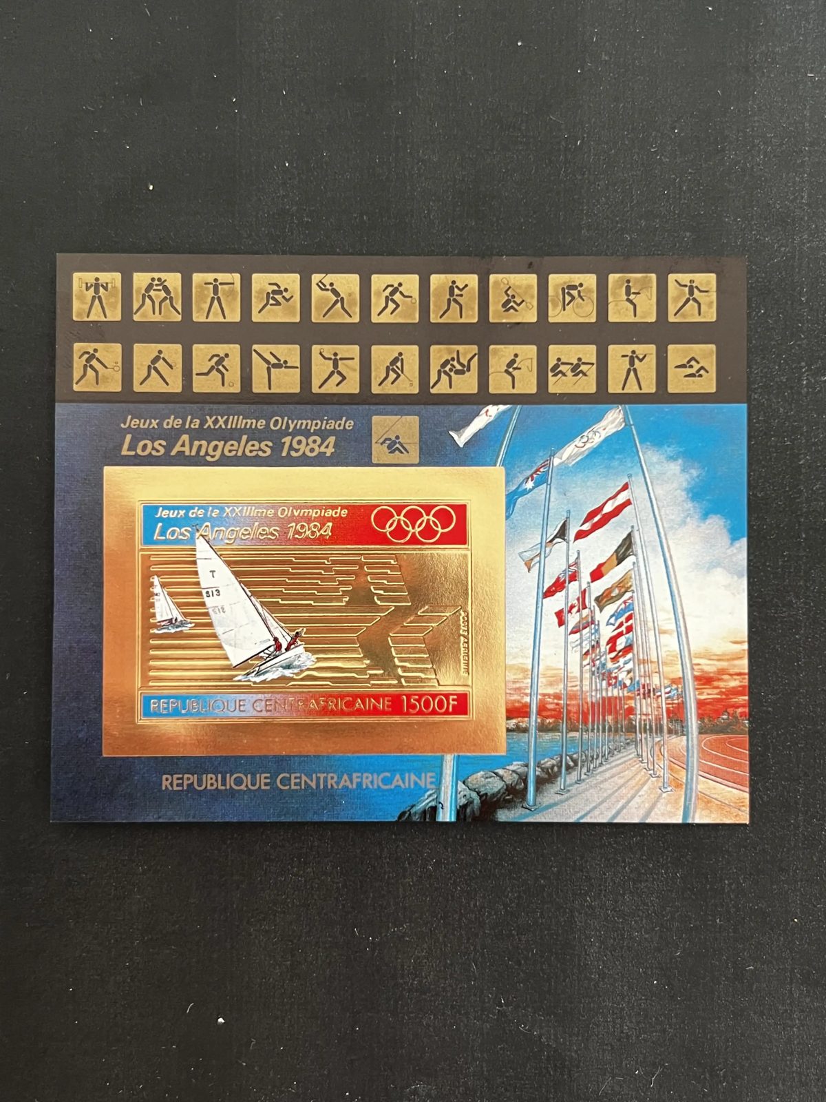 Centrafrique 1984 Mi. Bl. 200B ND JO Los Angeles voile or gold