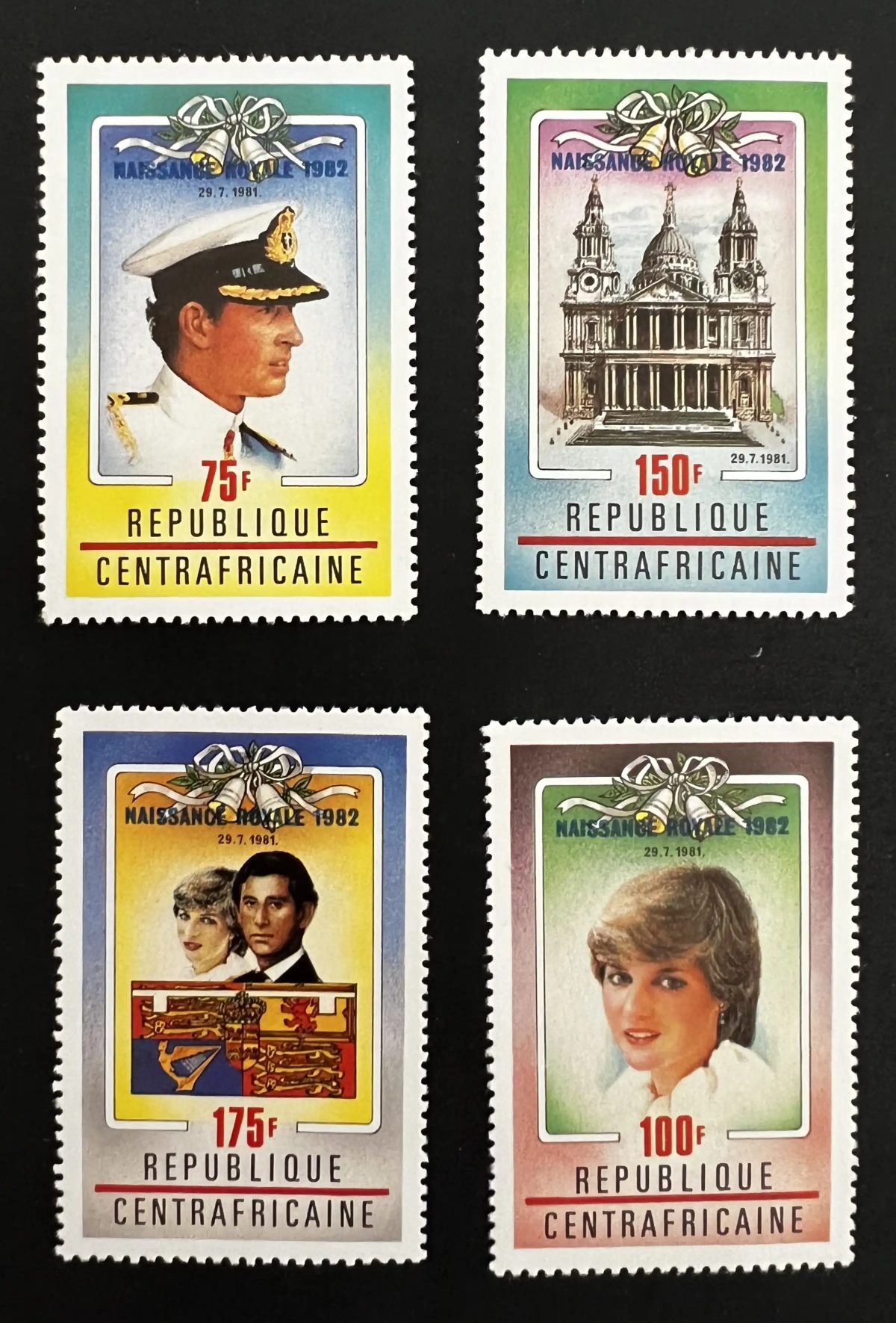 Zentralafrika 1982 Mi. 870-873 Königliche Geburt Diana Charles