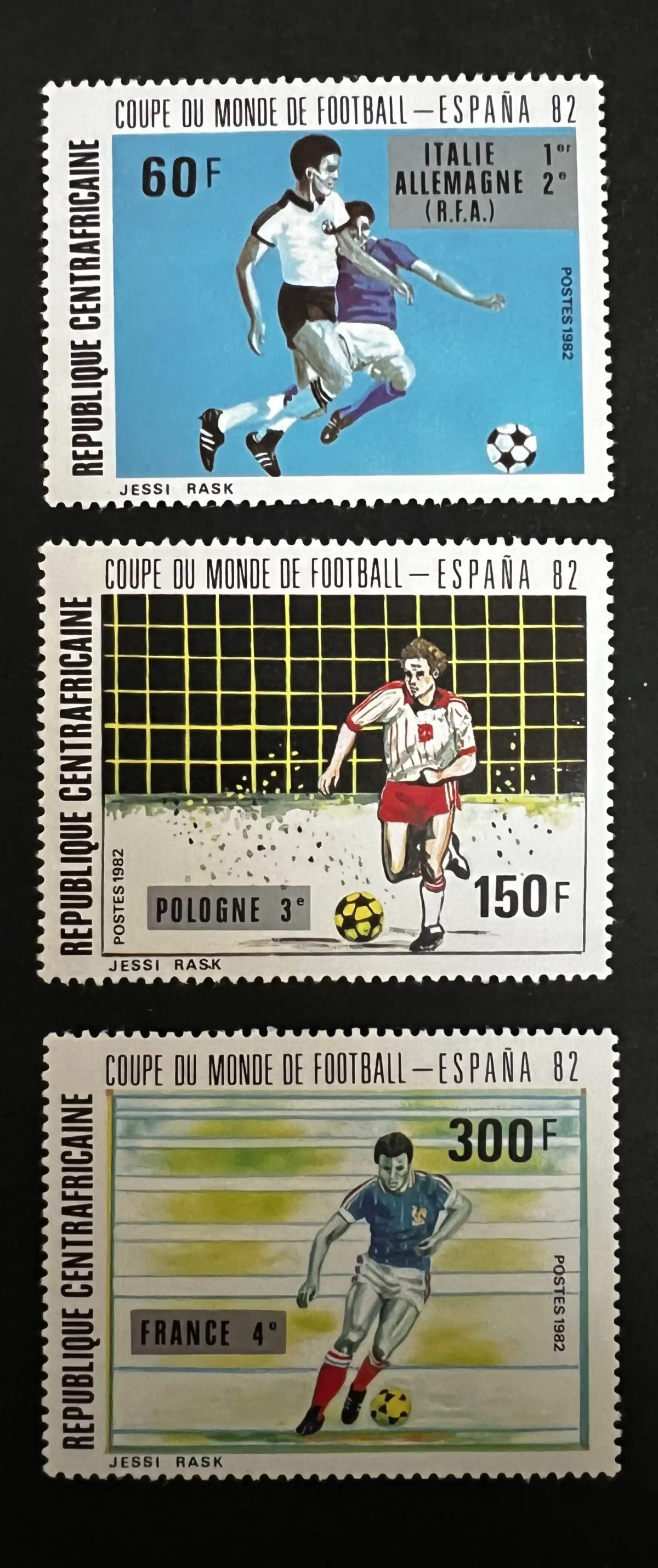 Centrafrique 1982 Mi. 882-884 surchargé Coupe du Monde football España 82