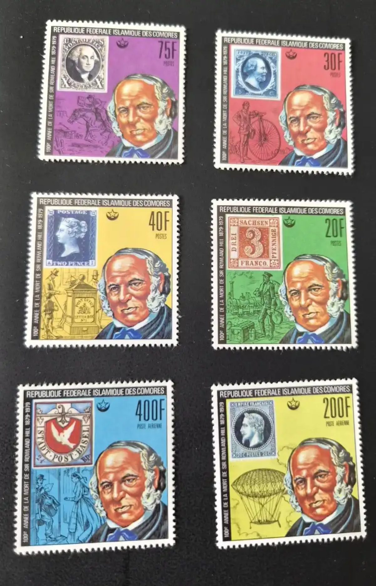 Comores 1979 Mi. 494-499 Sir Rowland Hill histoire postale ballon