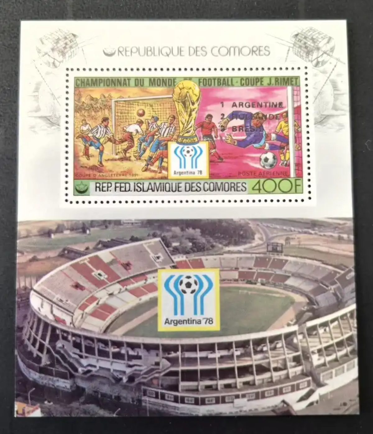 Comores 1978 Mi. Bl. 180 Football Coupe monde Argentina 78 stade