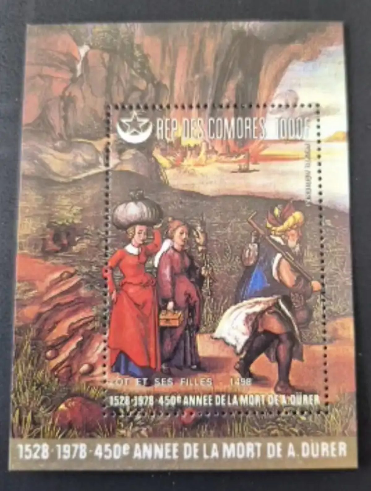 Comores 1978 Mi. Bl. 166 Albrecht Dürer Lot ses filles peinture art