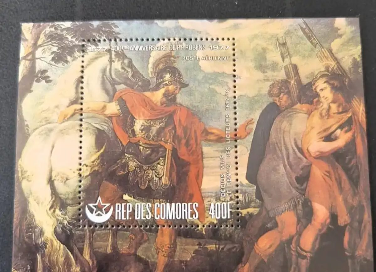 Comoros 1977 Mi. Bl. 156 Rubens painting Decius Mus lictors horse