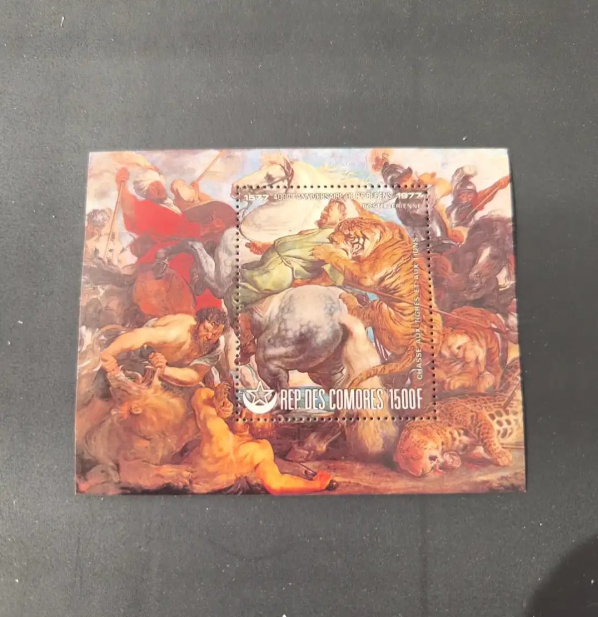 Comores 1977 Mi. Bl. 158 Rubens chasse tigres lions peinture baroque