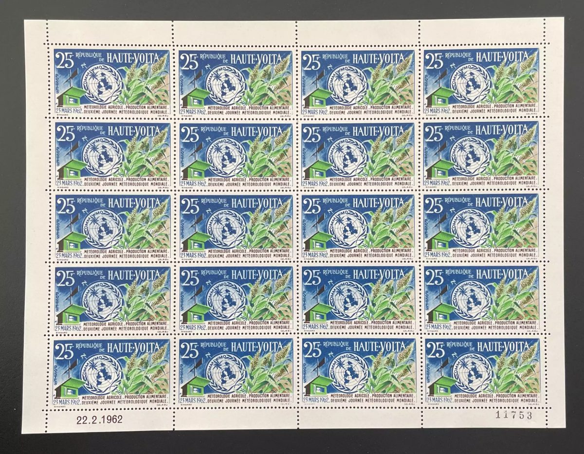 Haute-Volta 1962 YT 96 planche météorologie agriculture OMM WMO globe
