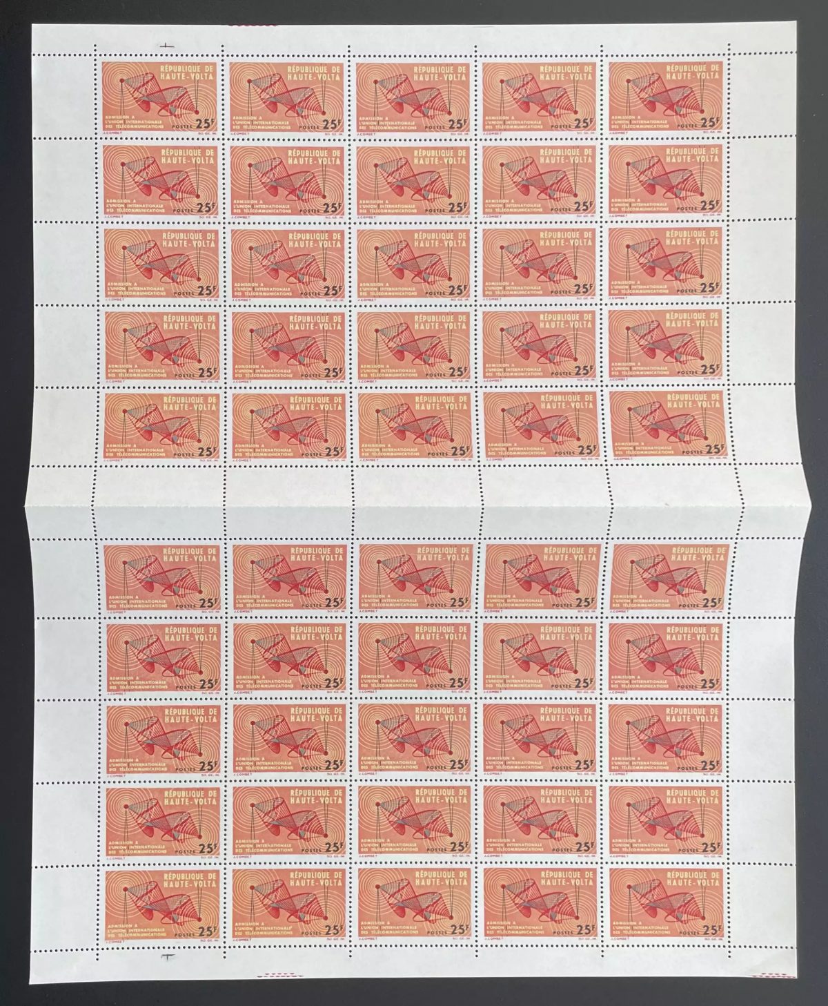 Haute-Volta 1964 YT 131 planche UIT Télécommunications Union admission