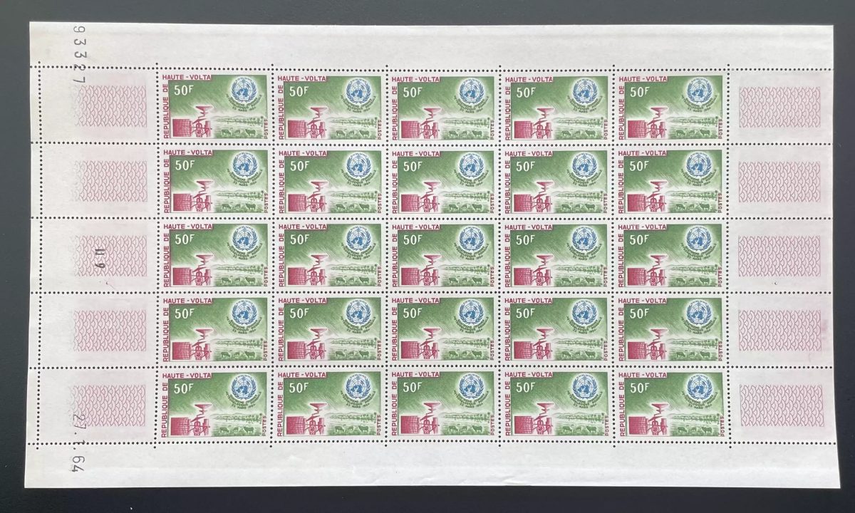 Haute-Volta 1964 YT 132 planche Météorologie OMM WMO climat satellite