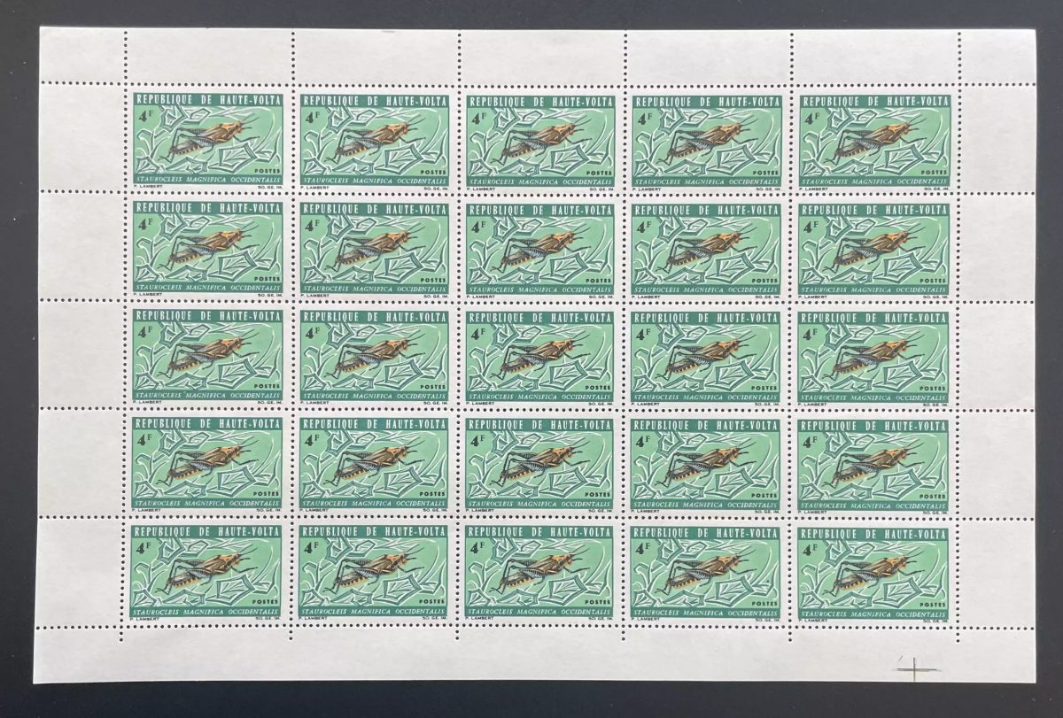 Obervolta 1966 YT 163 Bogen Heuschrecke Insekt Fauna