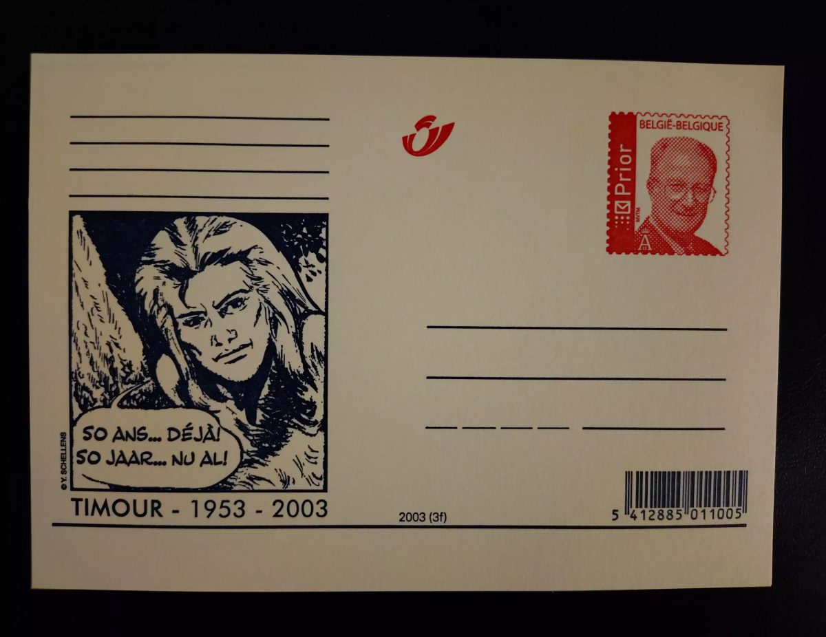 Carte postale Belgique 2003 Timour 50 ans bande dessinée Schellens entier