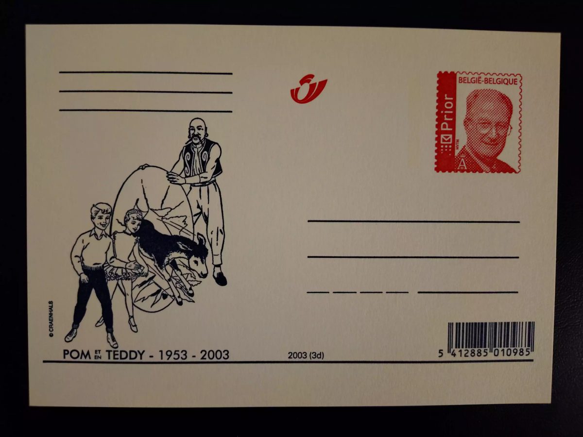 Carte postale Pom Teddy 1953 2003 Belgique Craenhals bande dessinée entier