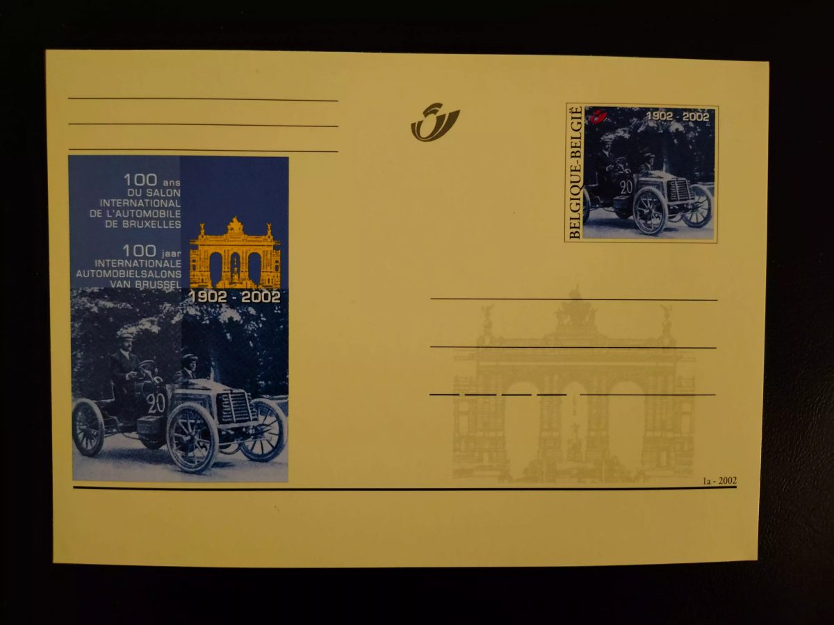 Carte postale Belgique 2002 Salon Automobile Bruxelles 1902 2002 entier