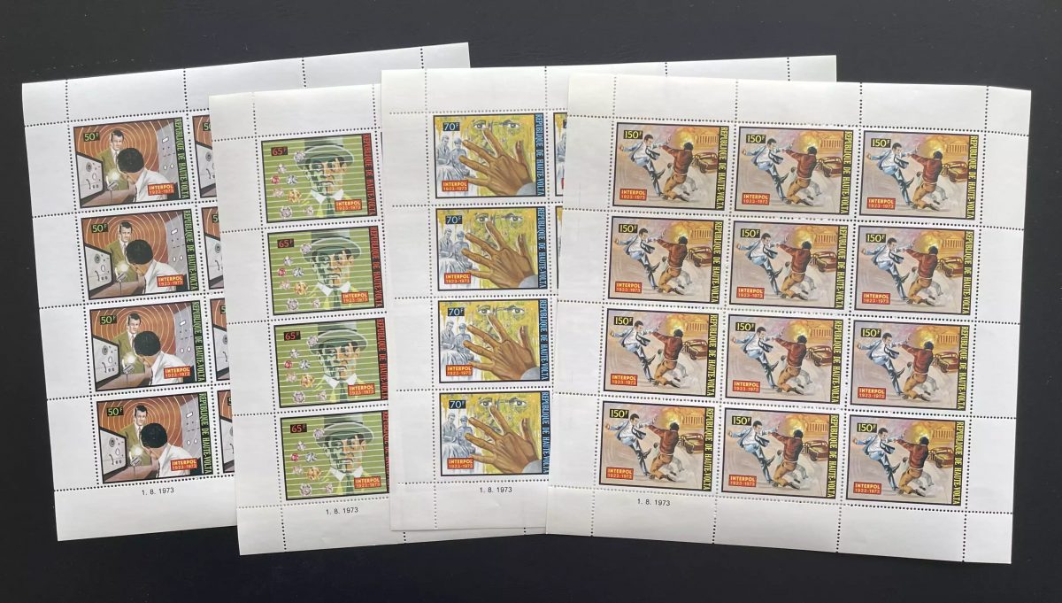 Haute-Volta 1973 YT 296-299 planche Interpol police criminalité diamants