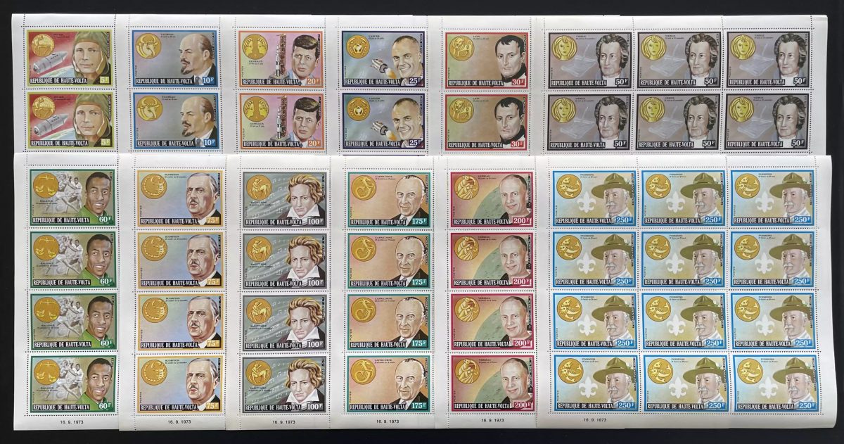 Upper Volta 1974 YT 308-319 sheet zodiac Kennedy Lenin Napoleon Pele