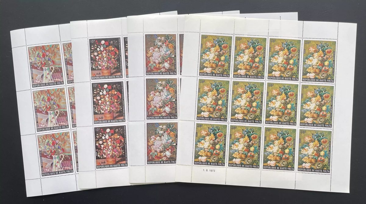 Upper Volta 1975 YT 338-341 sheet flowers bouquet painting art Bonnard