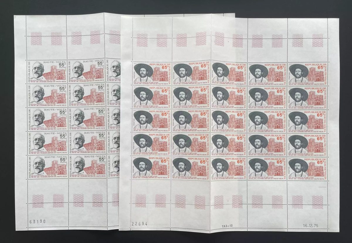 Upper Volta 1975 YT 375-376 sheet missionary evangelization religion