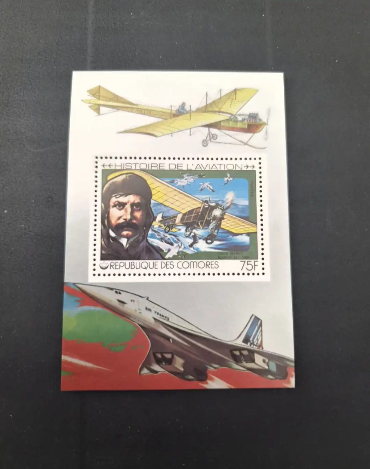 Comores 1987 Mi. Bl. 152 Histoire aviation Louis Blériot Concorde