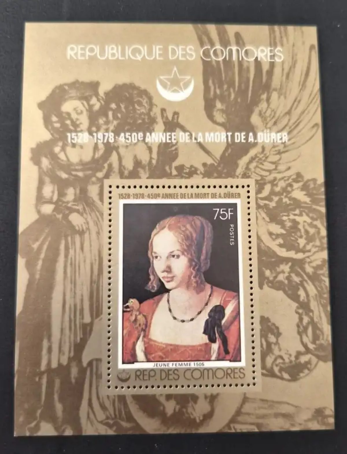 Comores 1978 Mi. Bl. 136 Albrecht Dürer peinture Jeune Femme 1505