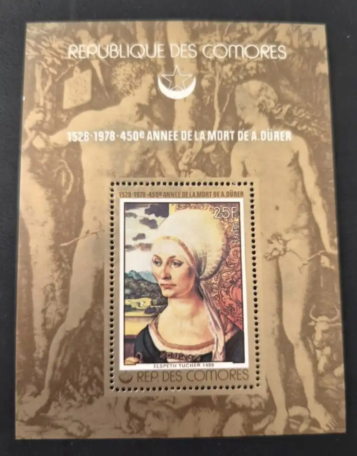 Comores 1978 Mi. Bl. 134 Dürer peinture Elspeth Tucher portrait