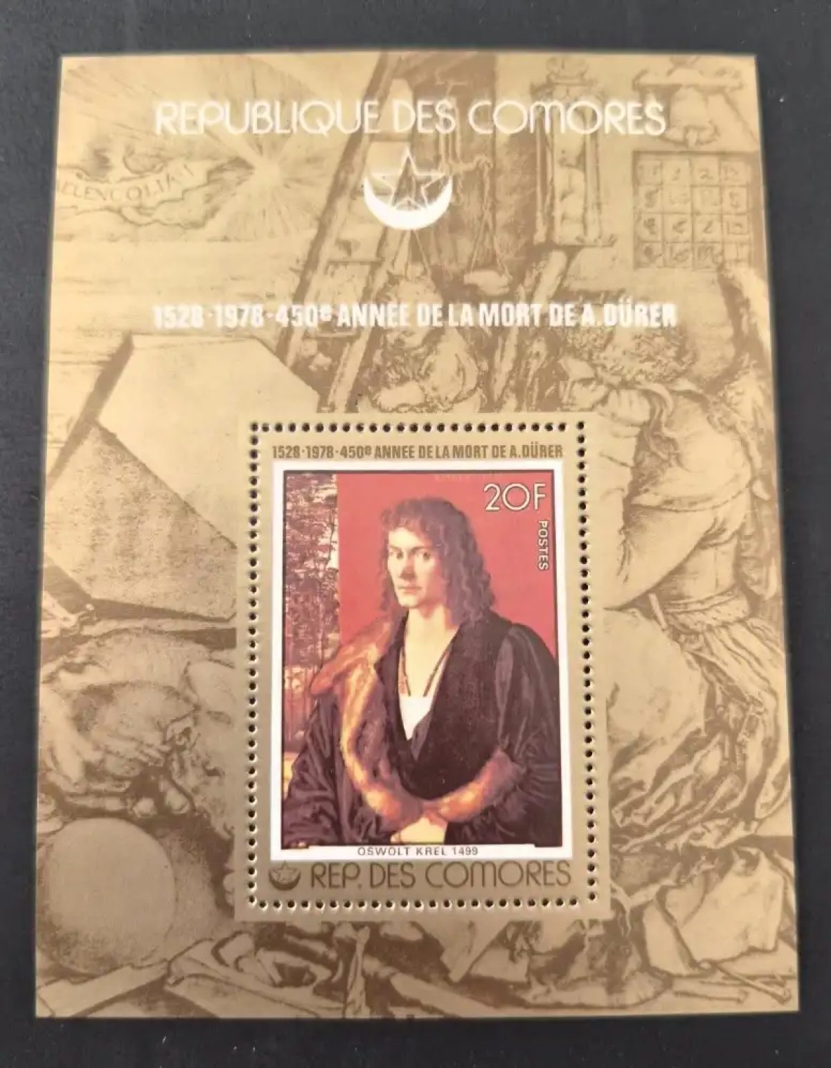 Comores 1978 Mi. Bl. 133 Albrecht Dürer peinture Oswolt Krel portrait