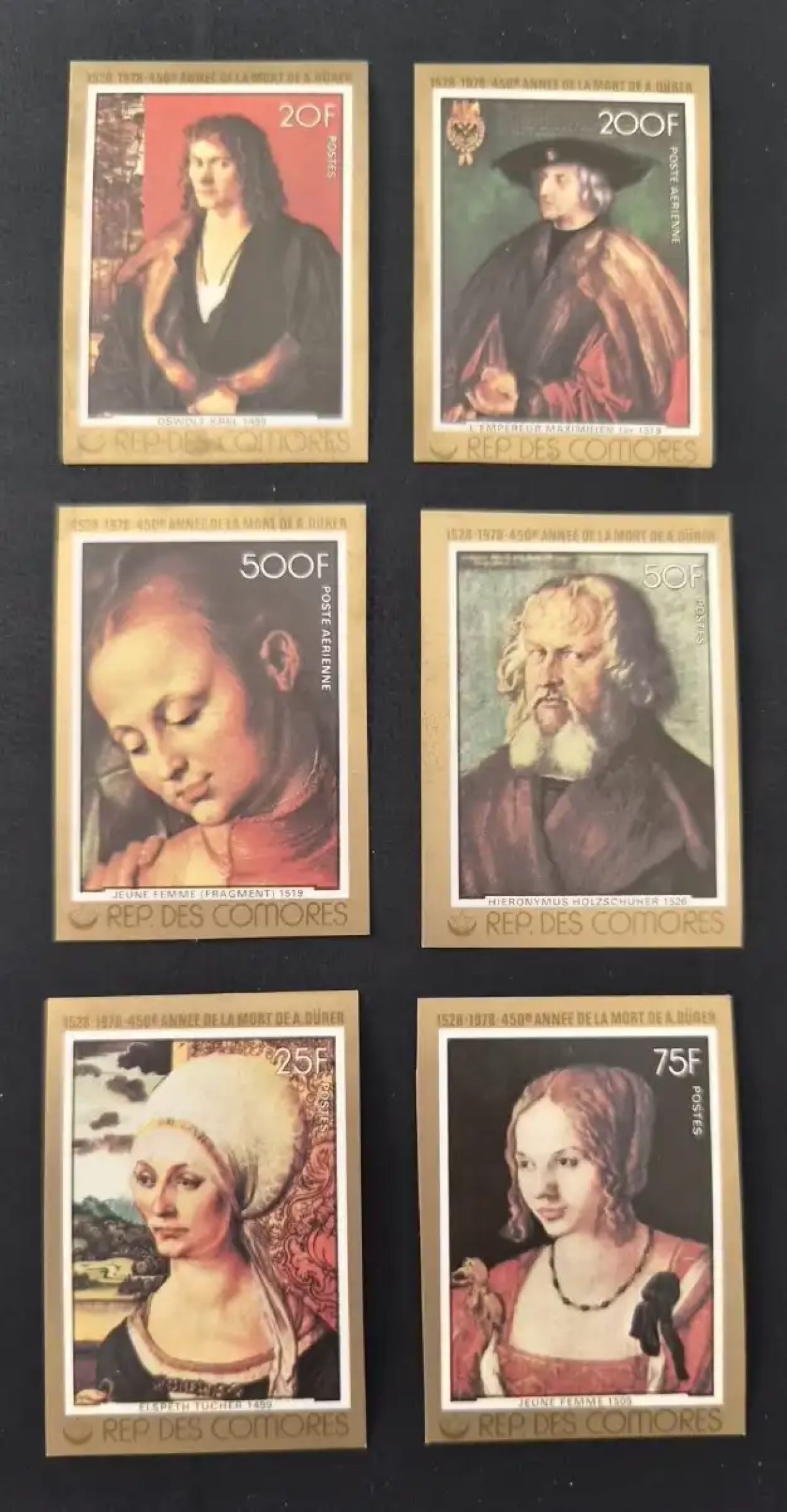 Comores 1978 Mi. 400-405 ND Dürer peinture portraits Renaissance
