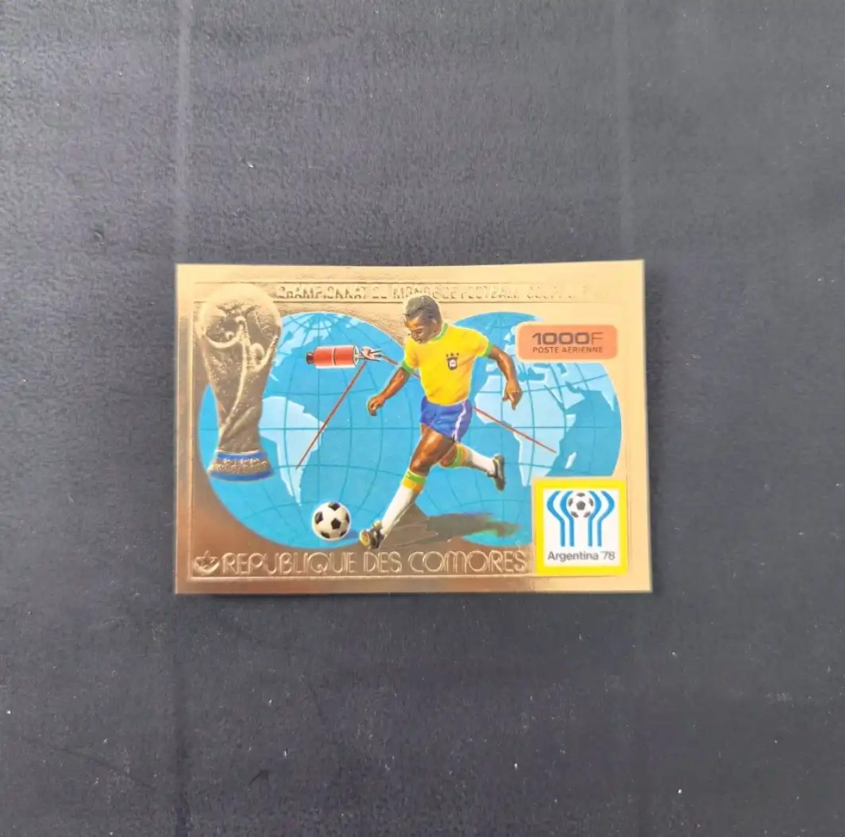 Comores 1978 Mi. 391 ND obl. Coupe Monde football Argentina Pelé or
