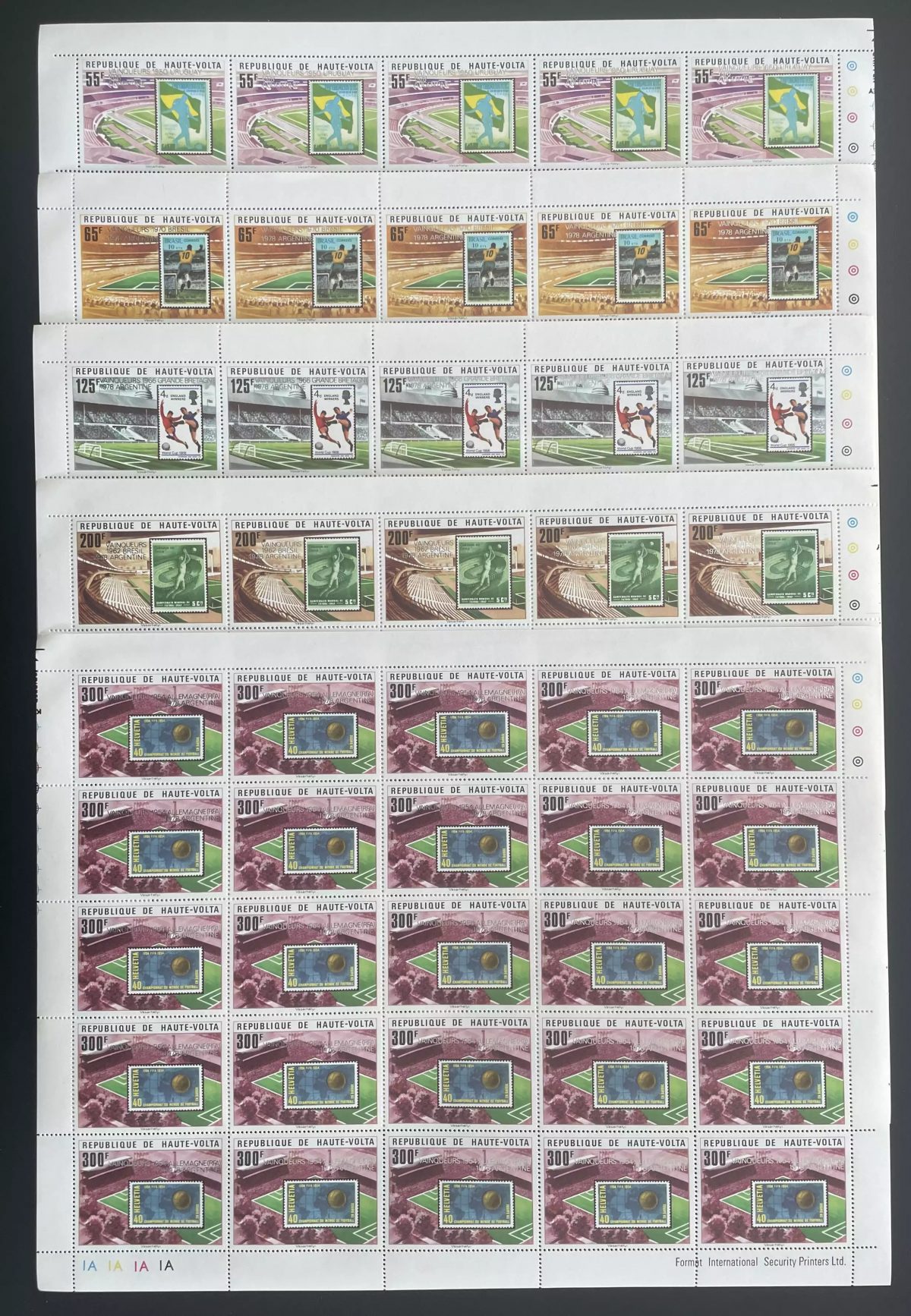 Haute-Volta 1979 YT 470-474 planche football coupe monde Argentine soccer