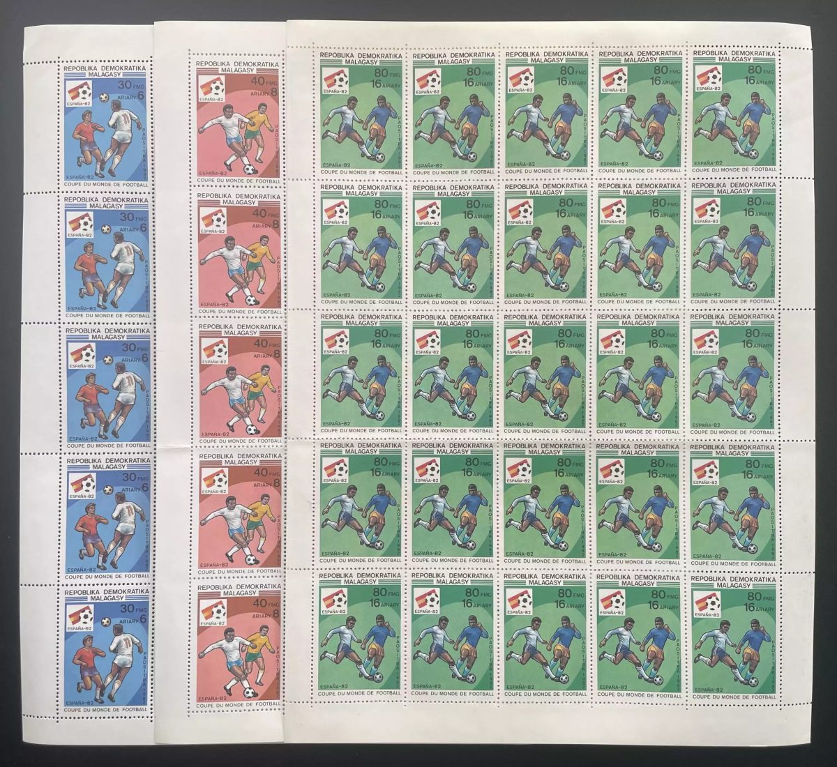 Madagascar 1982 YT 672-674 planche Coupe du Monde Football Espana 82 Sport