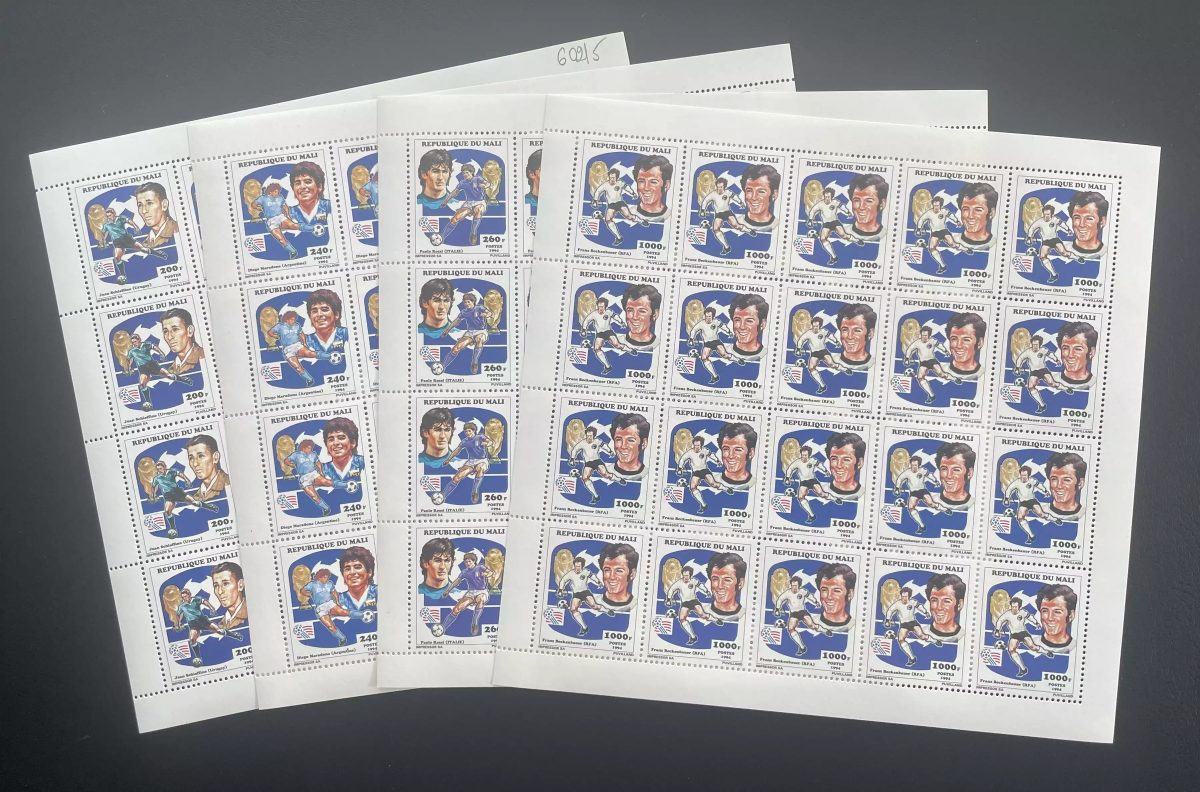 Mali 1994 YT 602-605 planche football coupe du monde Maradona Beckenbauer