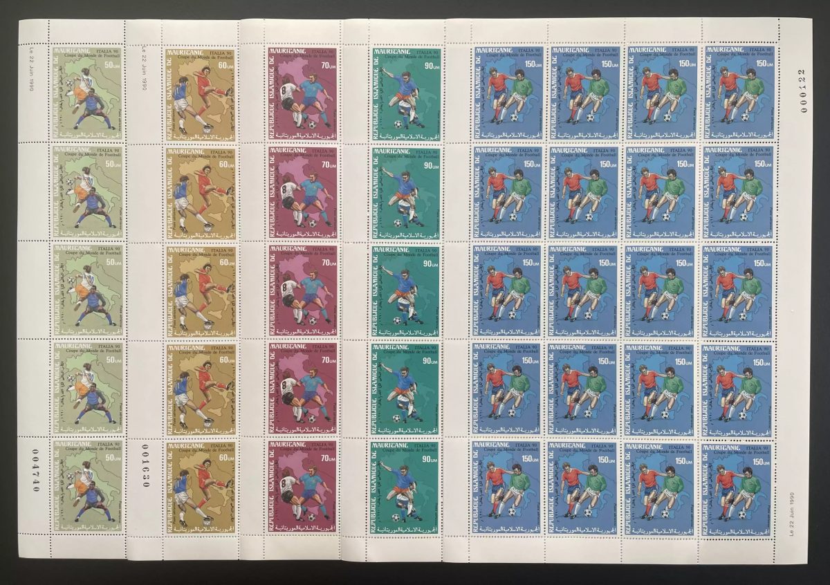 Mauritanie 1990 YT PA 263-267 planche Coupe du Monde Football Italia 90