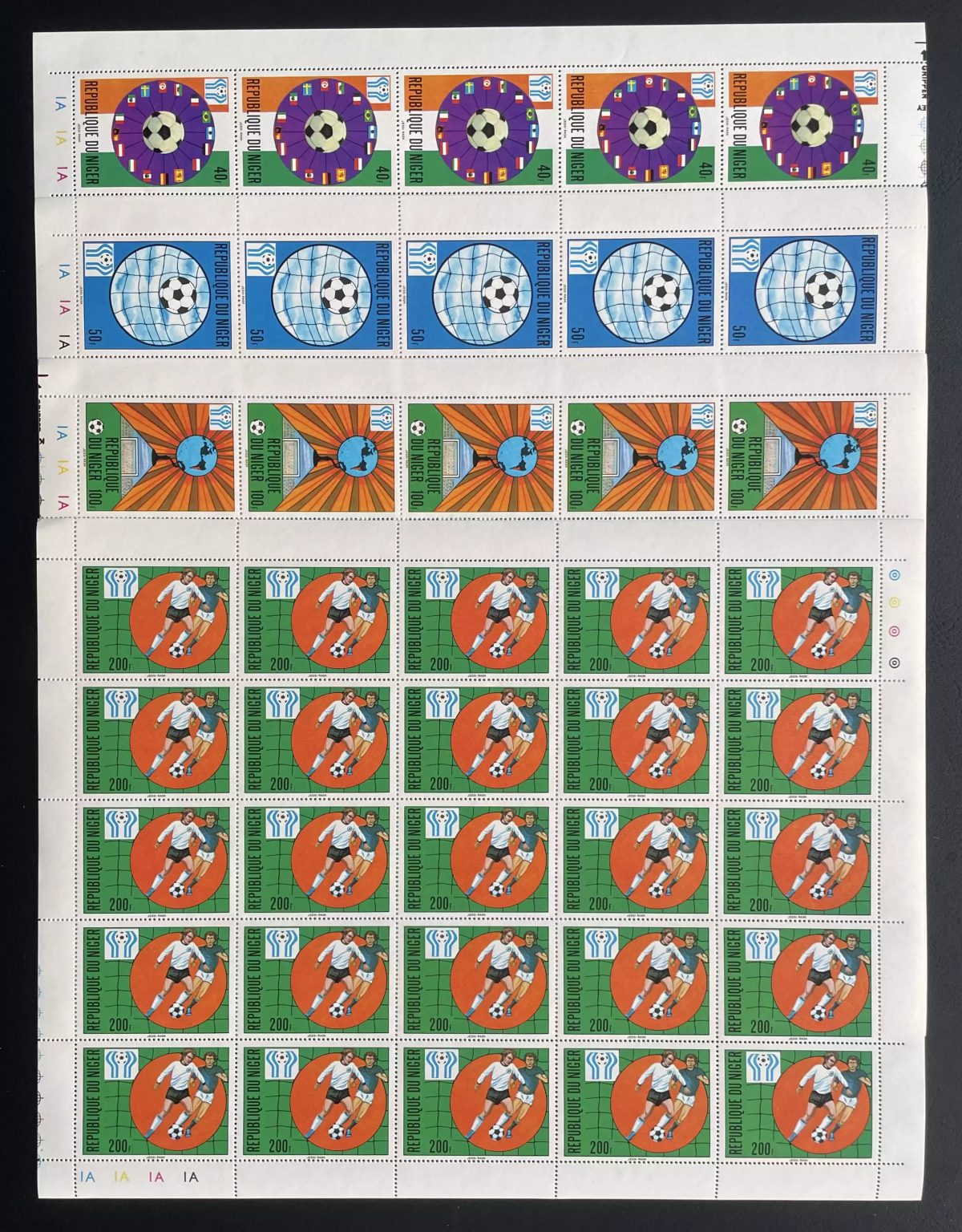 Niger 1978 YT 441-444 planche Coupe Monde Football Argentina drapeaux