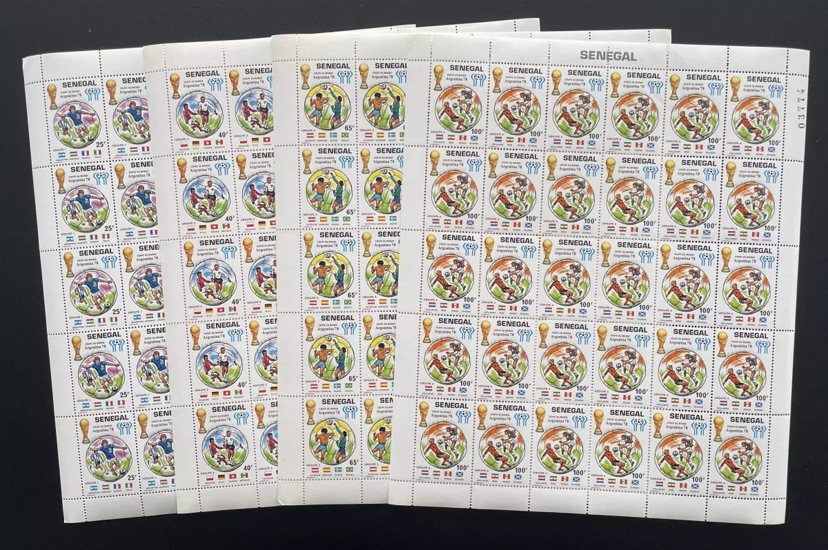 Sénégal 1978 YT 495-498 planche Coupe Monde Football Argentina drapeaux