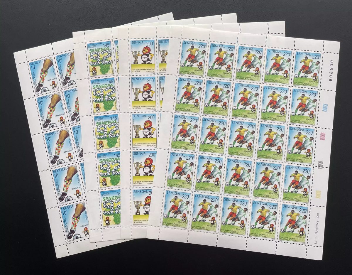 Sénégal 1992 YT 951-954 planche football CAN coupe Afrique nations lion