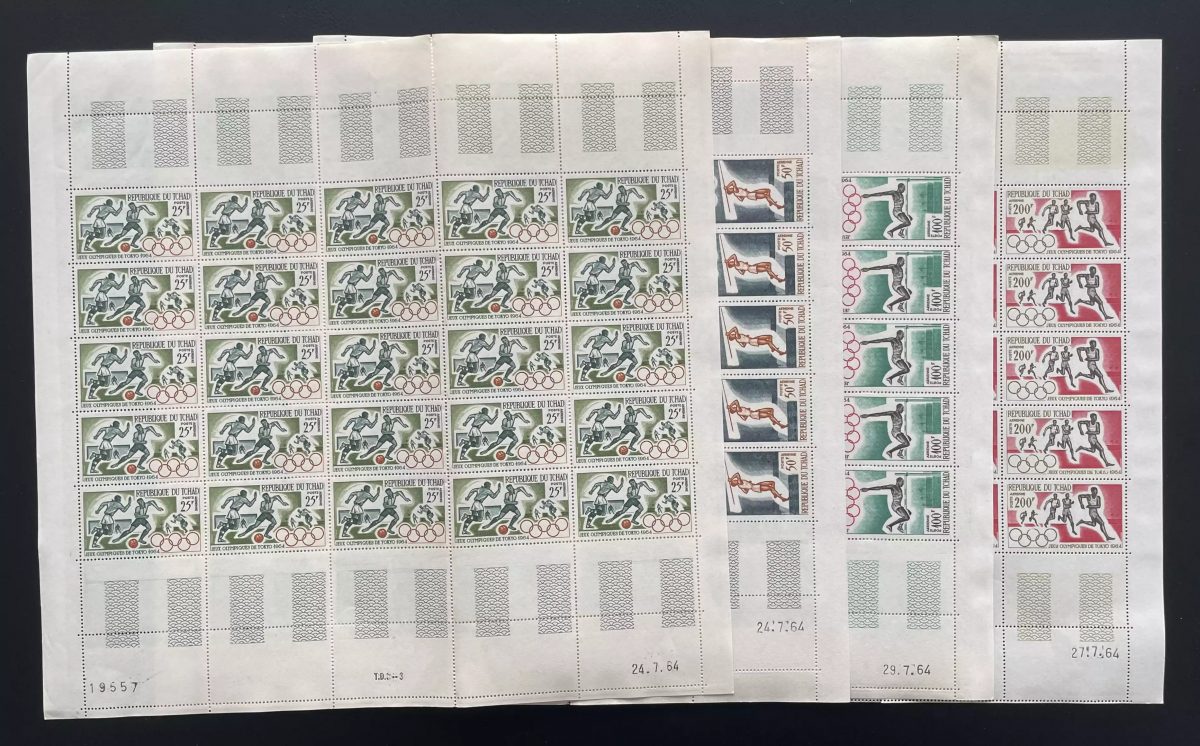 Tchad 1964 YT PA 18-21 planche Jeux Olympiques Tokyo sport football athlétisme