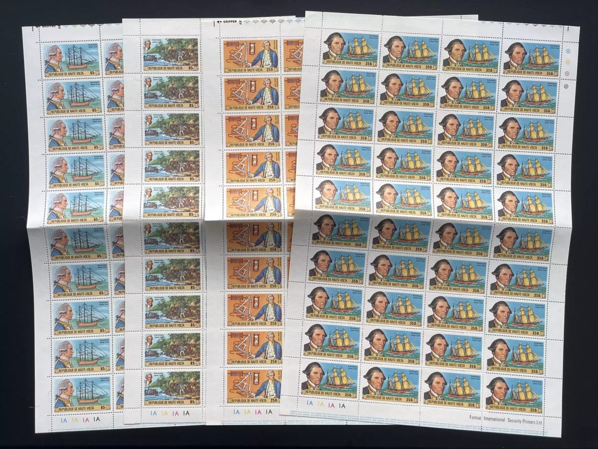 Haute-Volta 1978 YT 459-462 planche James Cook navigateur voilier bateau