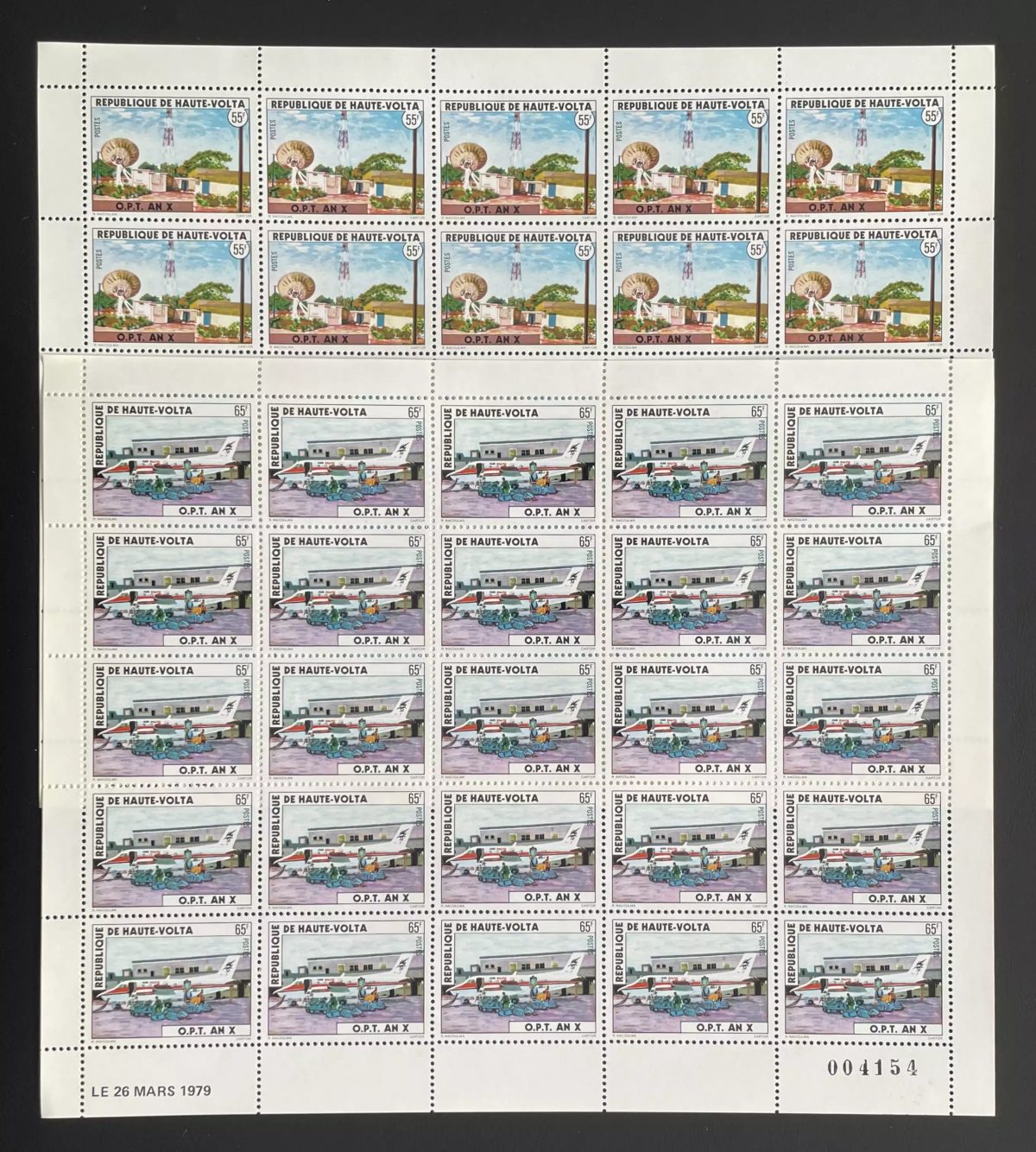 Upper Volta 1979 YT 476-477 sheet OPT Year X telecom airplane
