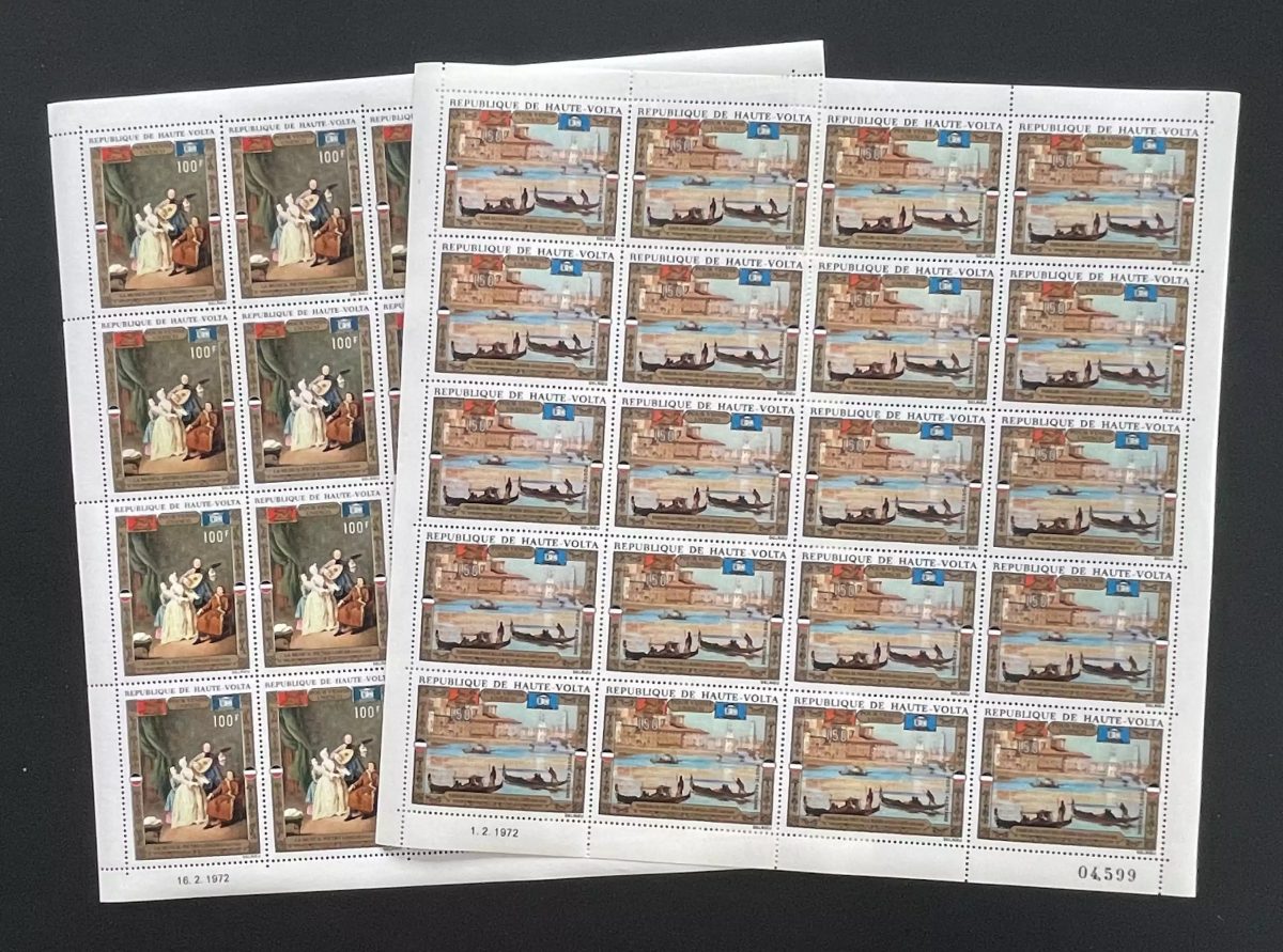 Upper Volta 1972 YT PA 100-101 sheet UNESCO Venice painting music