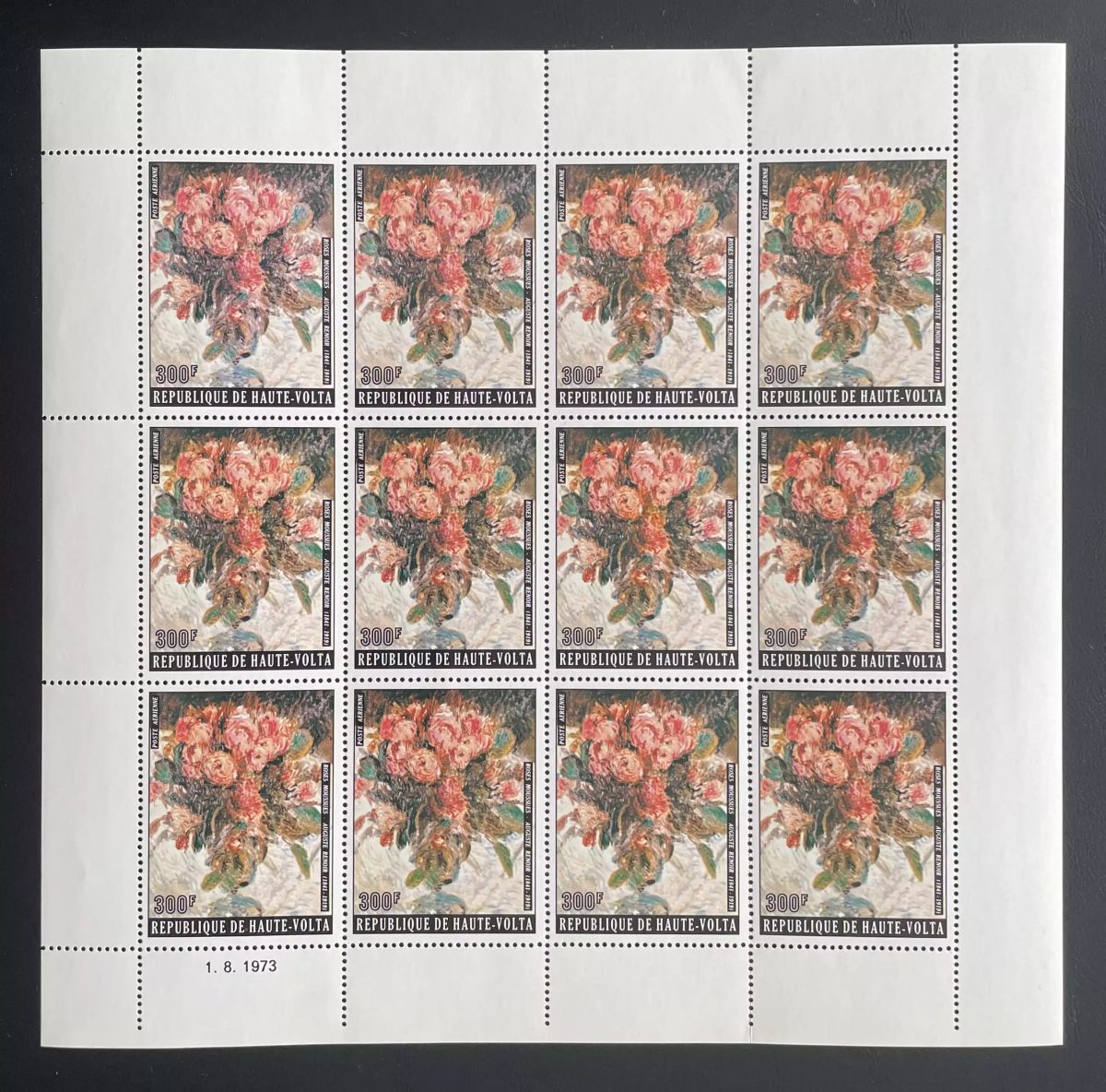 Upper Volta 1975 YT PA 183 sheet Renoir mossy roses painting