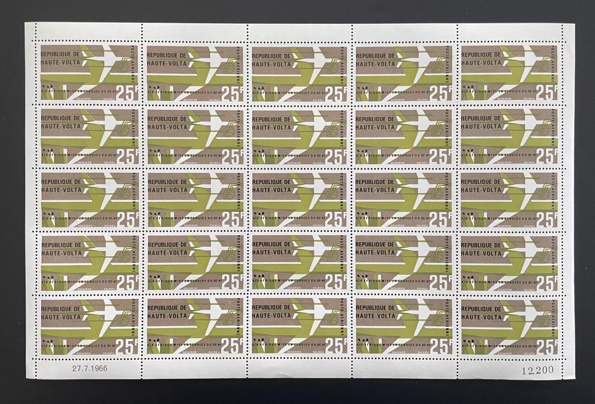 Upper Volta 1966 YT PA 31 sheet Air Afrique DC-8F plane aviation