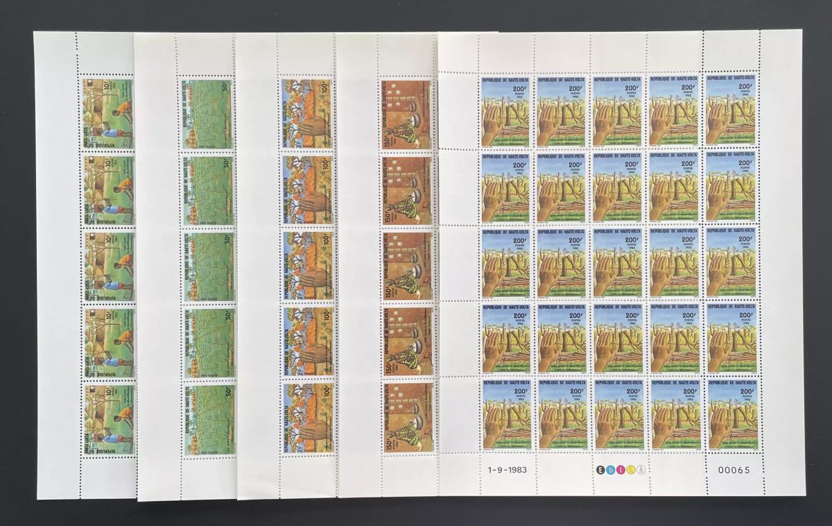 Haute-Volta 1983 YT 610-614 planche lutte contre désertification Sahel