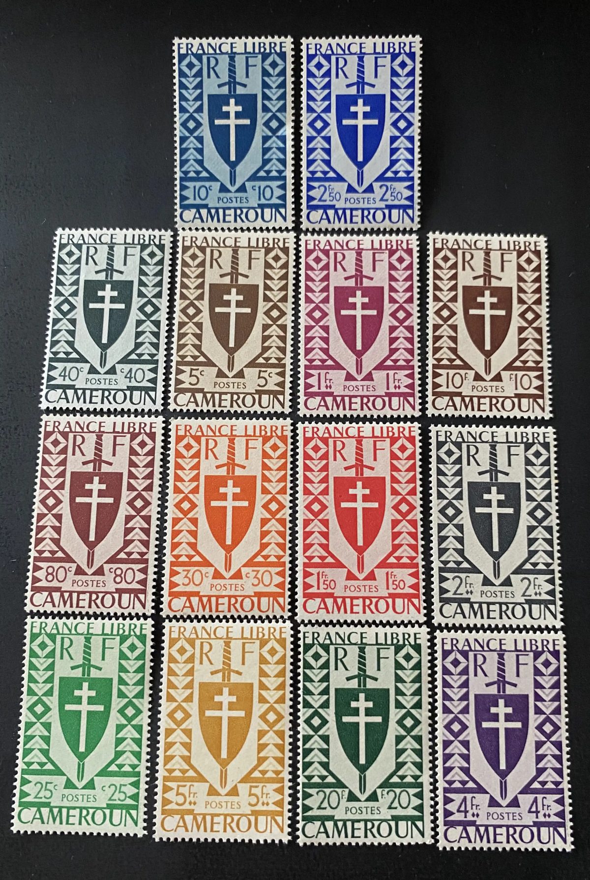 Cameroun 1941 Mi. 224-37 France Libre croix de Lorraine armoiries