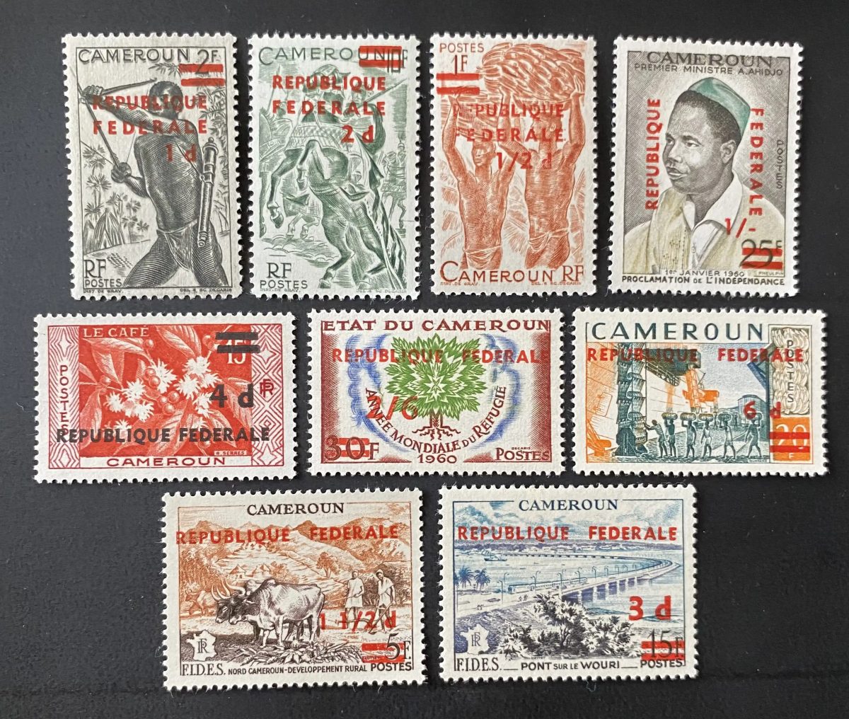 Cameroun 1960 surchargé République Fédérale café pont