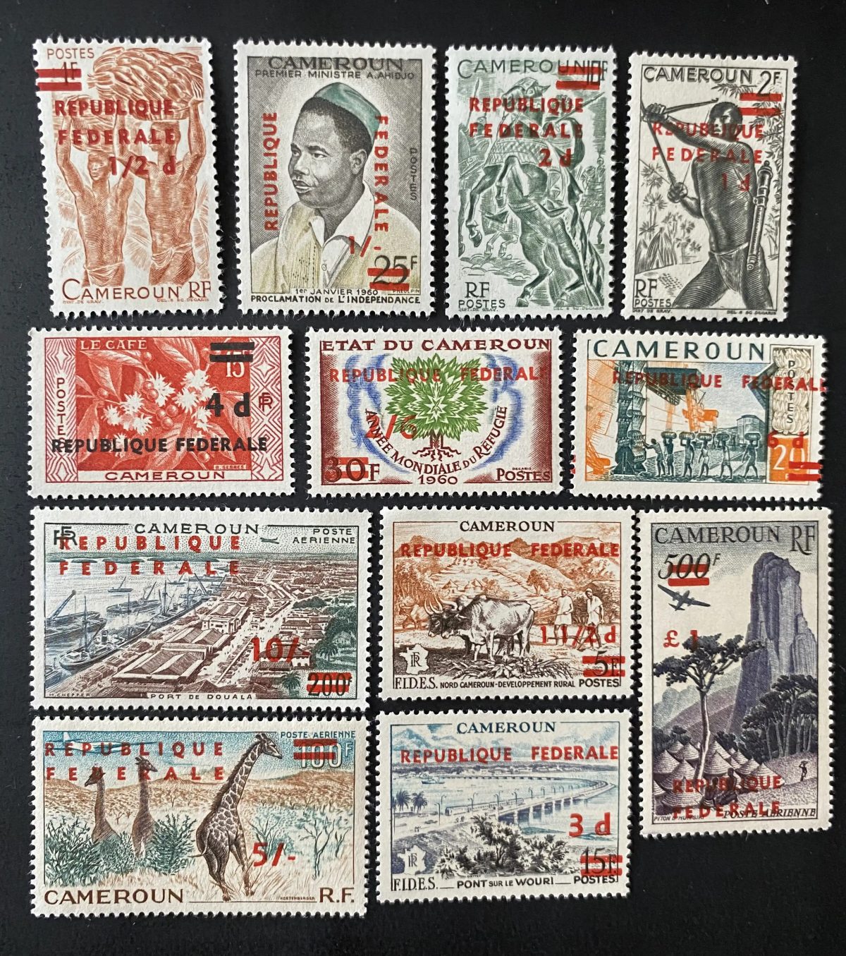 Cameroun 1960 surchargé République Fédérale girafes