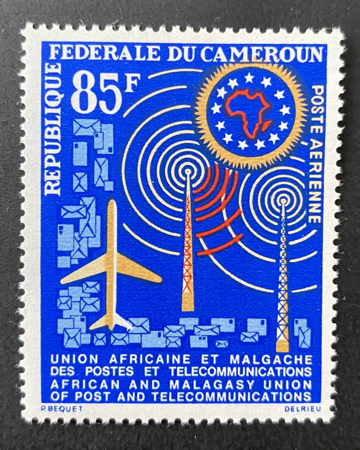 Cameroun 1963 Mi. 394 Poste aérienne UAMPT télécommunications avion