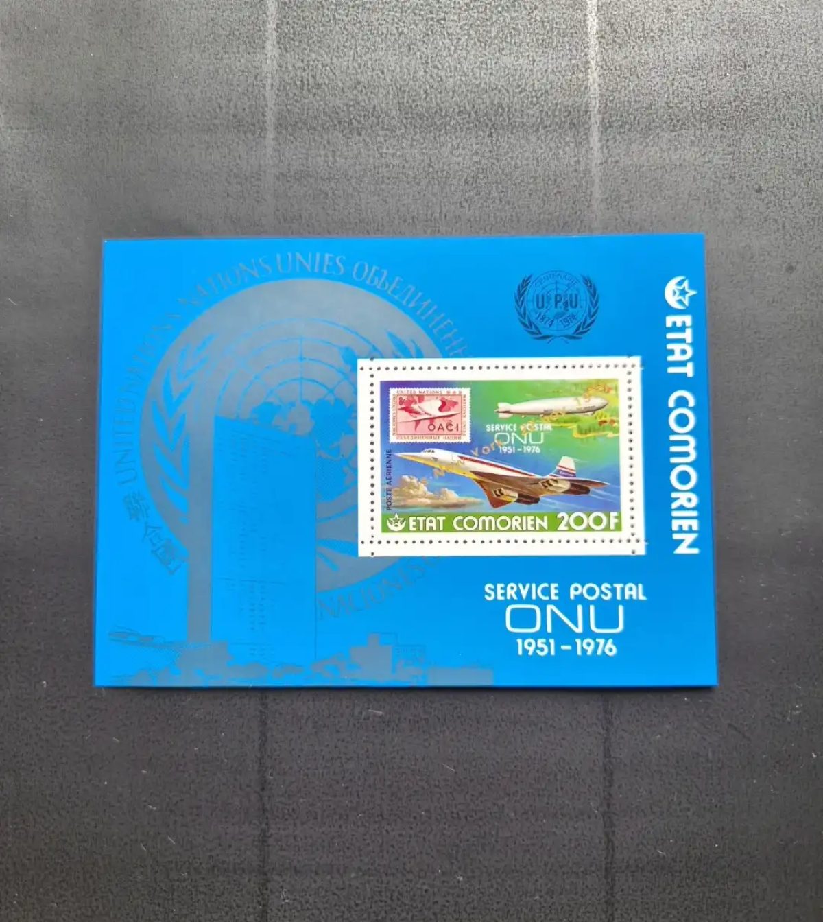Komoren 1977 Mi. Bl. 114 Postdienst UNO UPU Concorde Zeppelin
