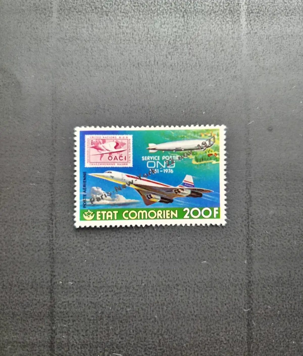 Comores 1977 Mi. 376 surchargé Paris-New York Concorde Zeppelin OACI